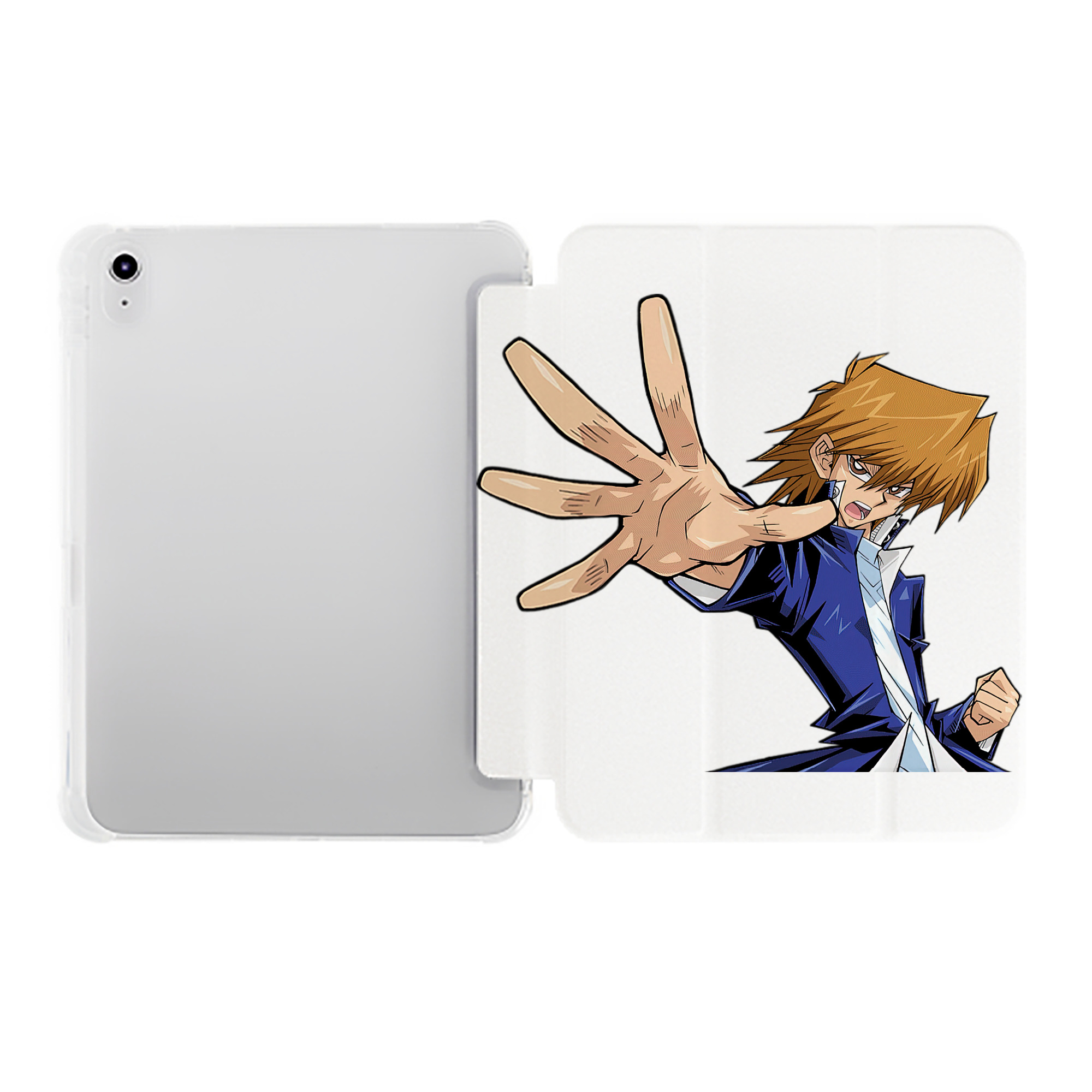 （画像用） 遊☆戯☆王 Yu-Gi-Oh! IPad ケース ペン収納付き 三つ折りスタンド PUレザー×シリコン 対応機種9.5/10.5/10.9インチ